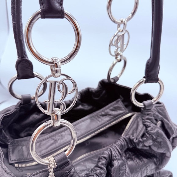 Bolzano Fiore Huge Black Leather Satchel Women's Bag - Picture 13 of 14